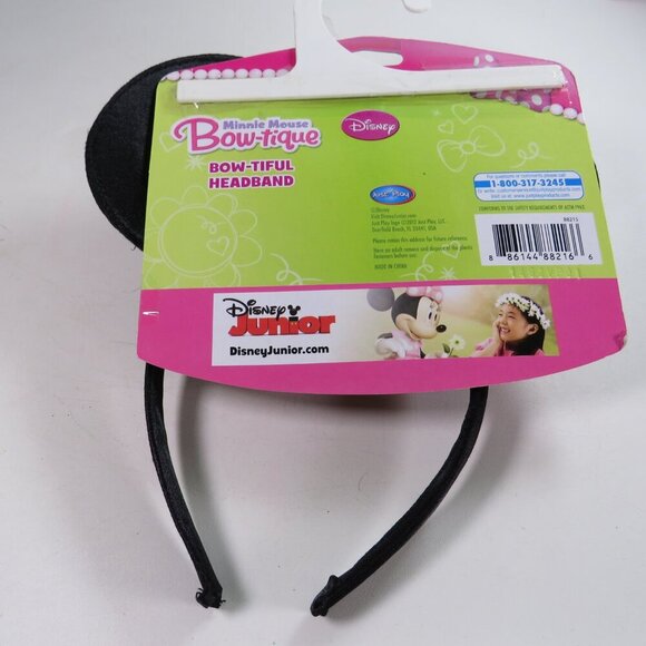 Minnie Mouse headband with sequins fabric ears, satin puffy pink polka dot bow - Picture 2 of 7